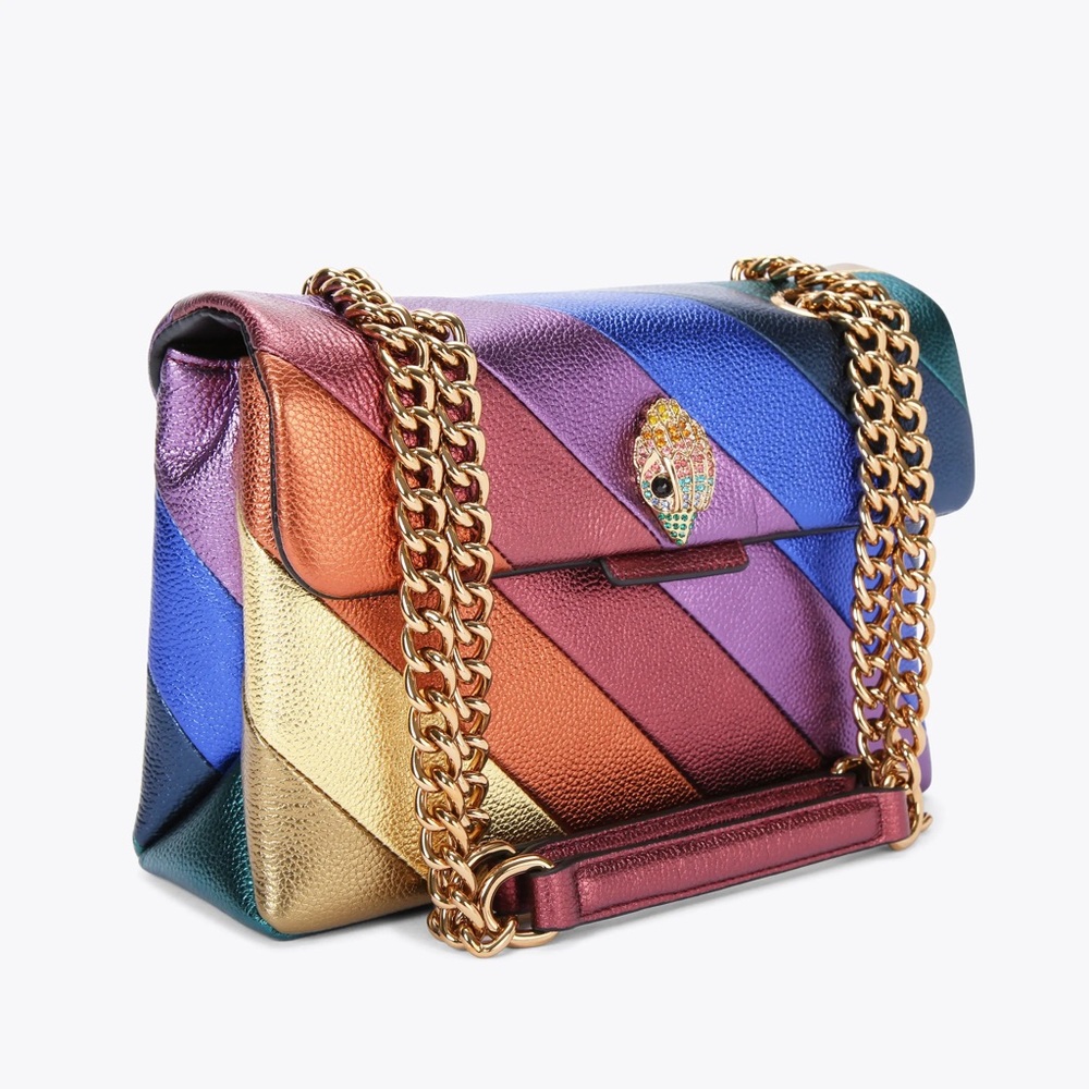 Multicolor Metallic Leather Shoulder Bag with Chain Strap